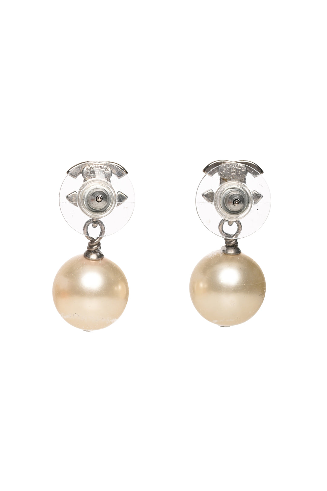 Chanel 2013 Faux Pearl Crystal CC Drop Earrings