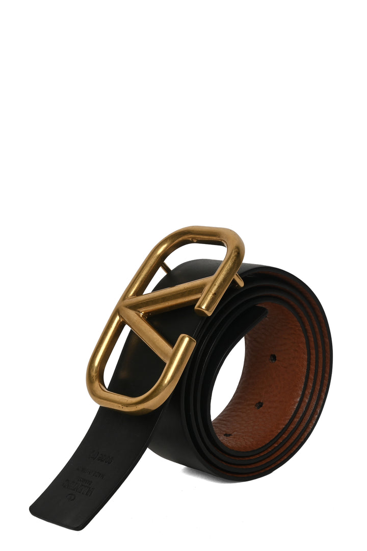 Valentino Size 36 V Logo Reversible Leather Belt