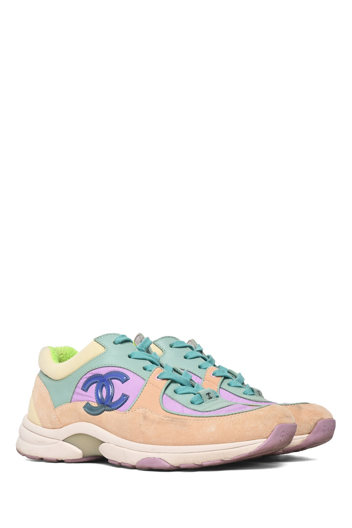 Chanel Size 39 Nylon, Leather & Suede Colorblock CC Sneaker