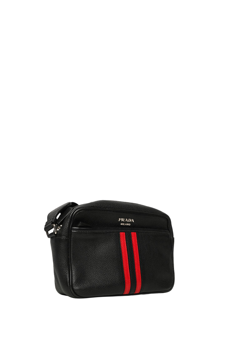 Prada Striped Leather Camera Bag Crossbody