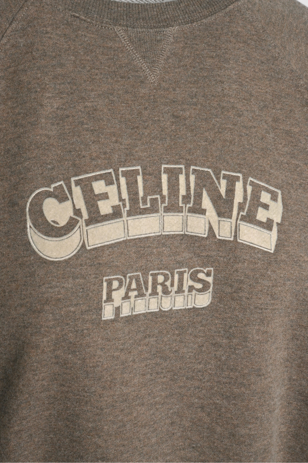 Celine Size L Flocked Logo Sweatshirt