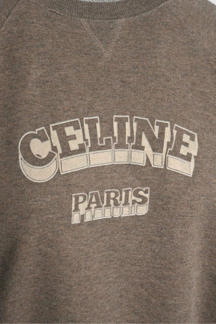 Celine Size L Flocked Logo Sweatshirt