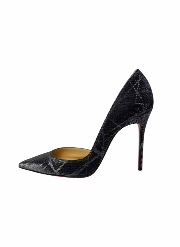 Louboutin Size 38 Metallic Glitter Fabric Pumps