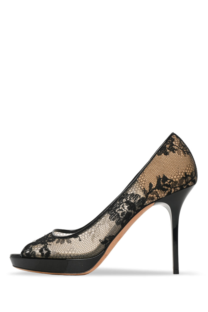 Jimmy Choo Lace Luna Peep Toe Size 38 Pumps
