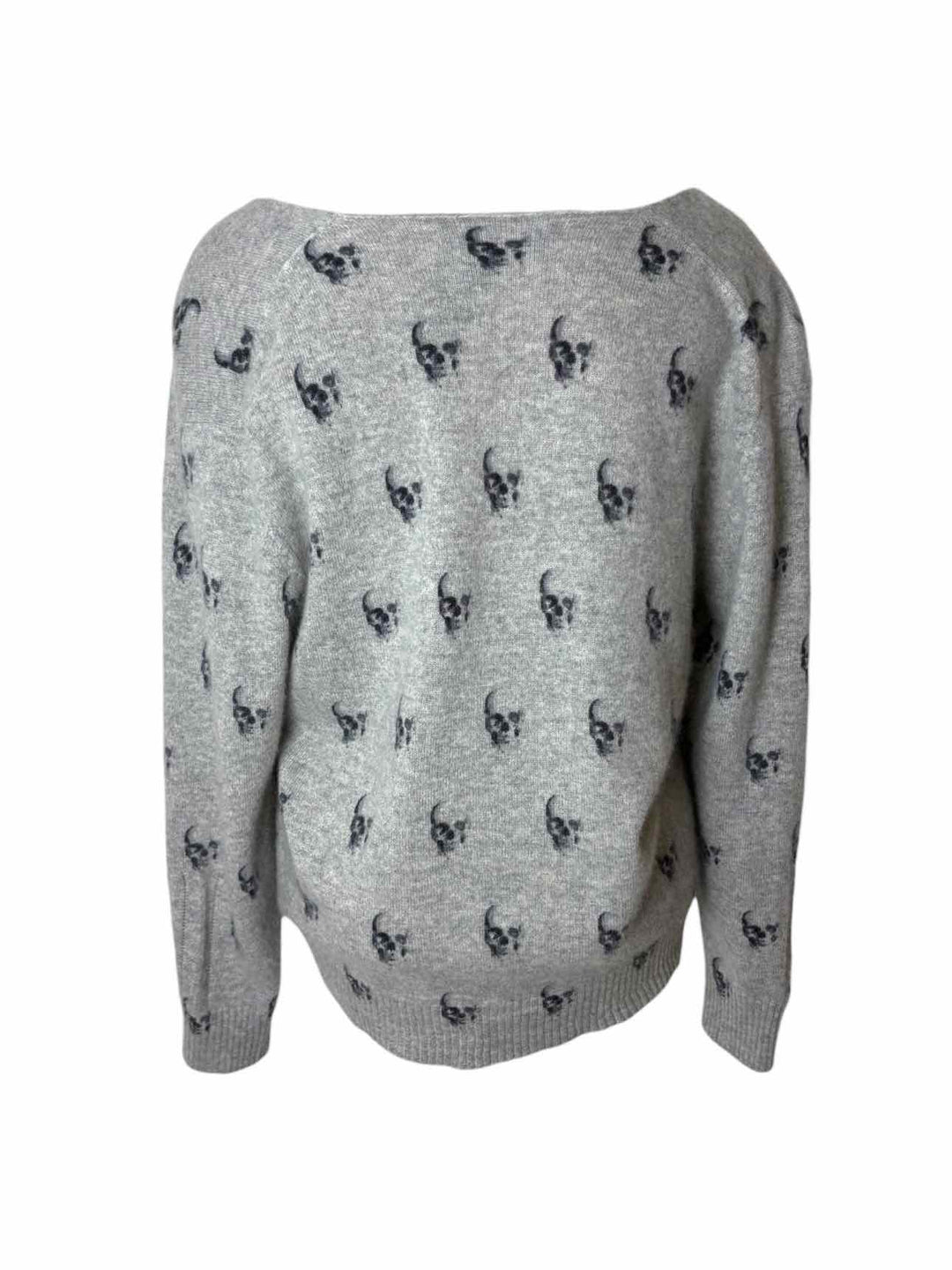 Skull Cashmere Skull Pattern V-neck Size M Sweater
