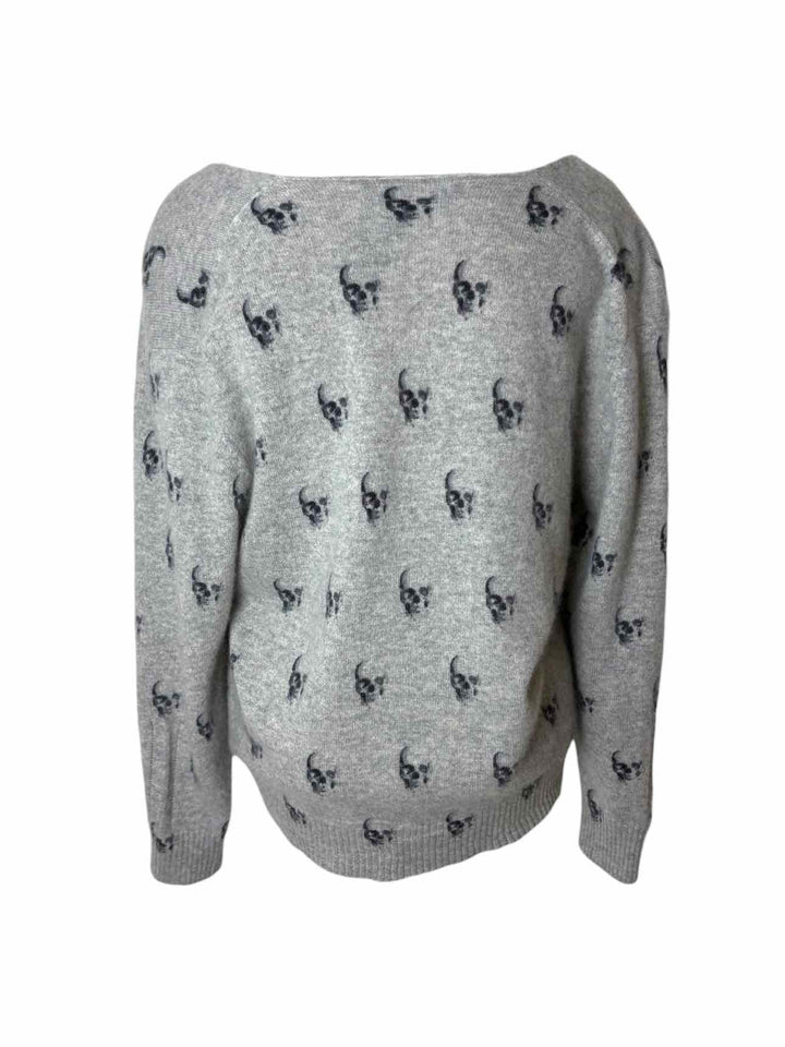 Skull Cashmere Skull Pattern V-neck Size M Sweater