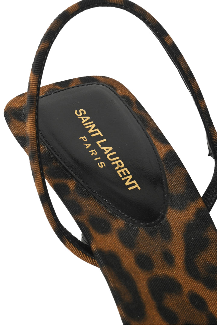 Saint Laurent Size 38 Jaspe 55 Leopard Grosgrain Sandals