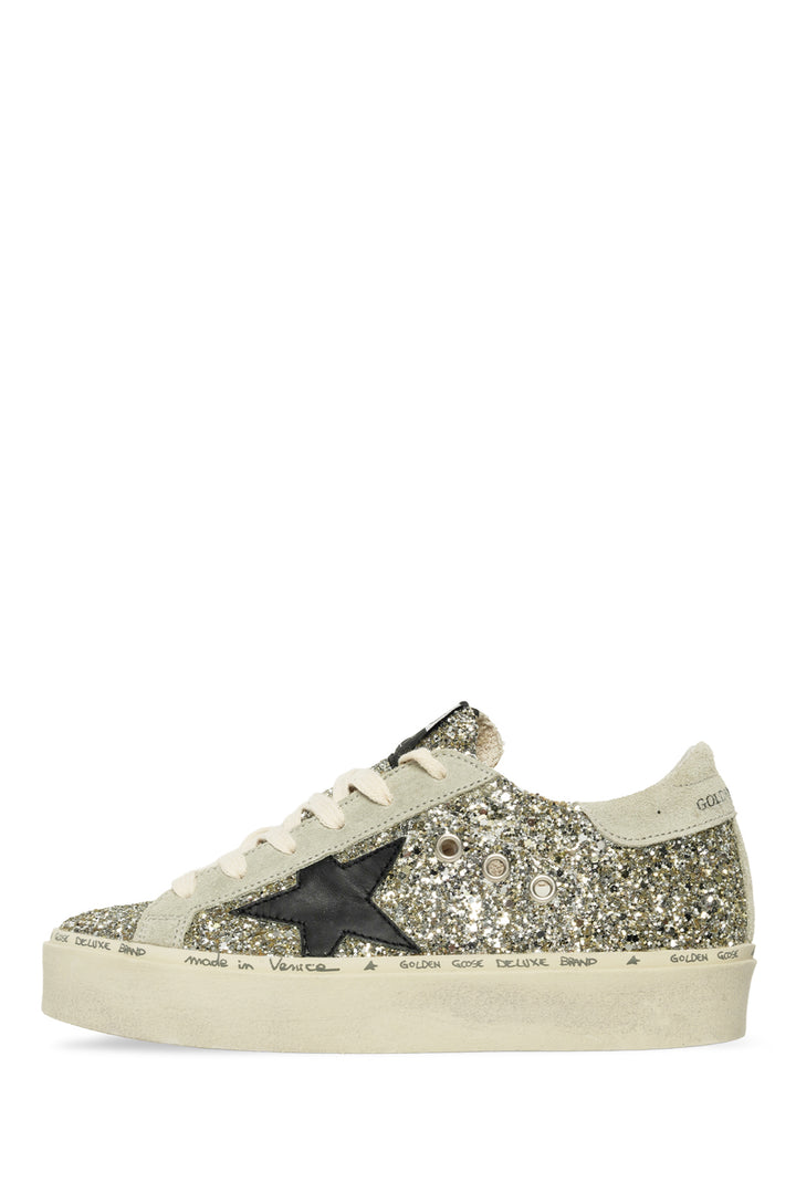 Golden Goose Size 35 Hi Star Glitter & Suede Sneaker