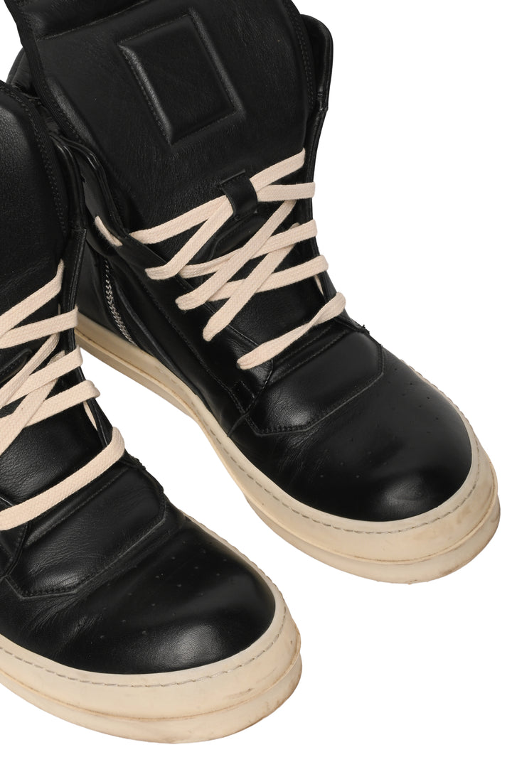 Mens Shoe Size 41 Rick Owens Men's Geobasket High Top Leather Sneakers
