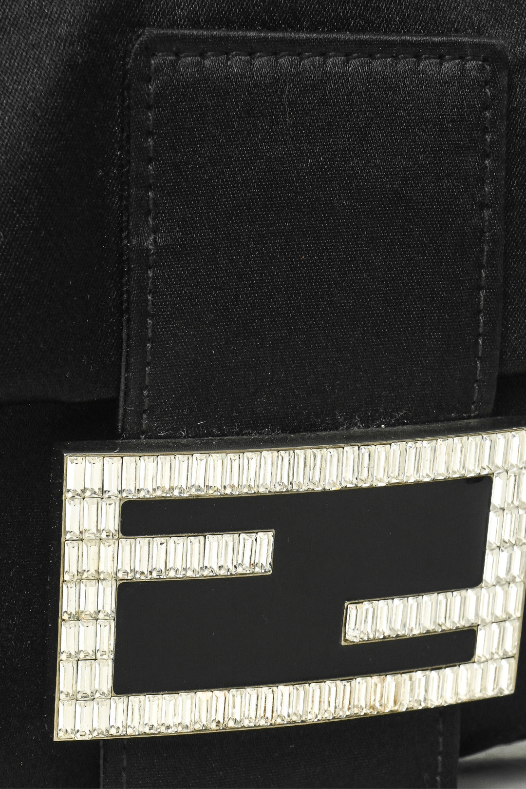 Fendi Crystal Embellished Satin Baguette Shoulder Bag