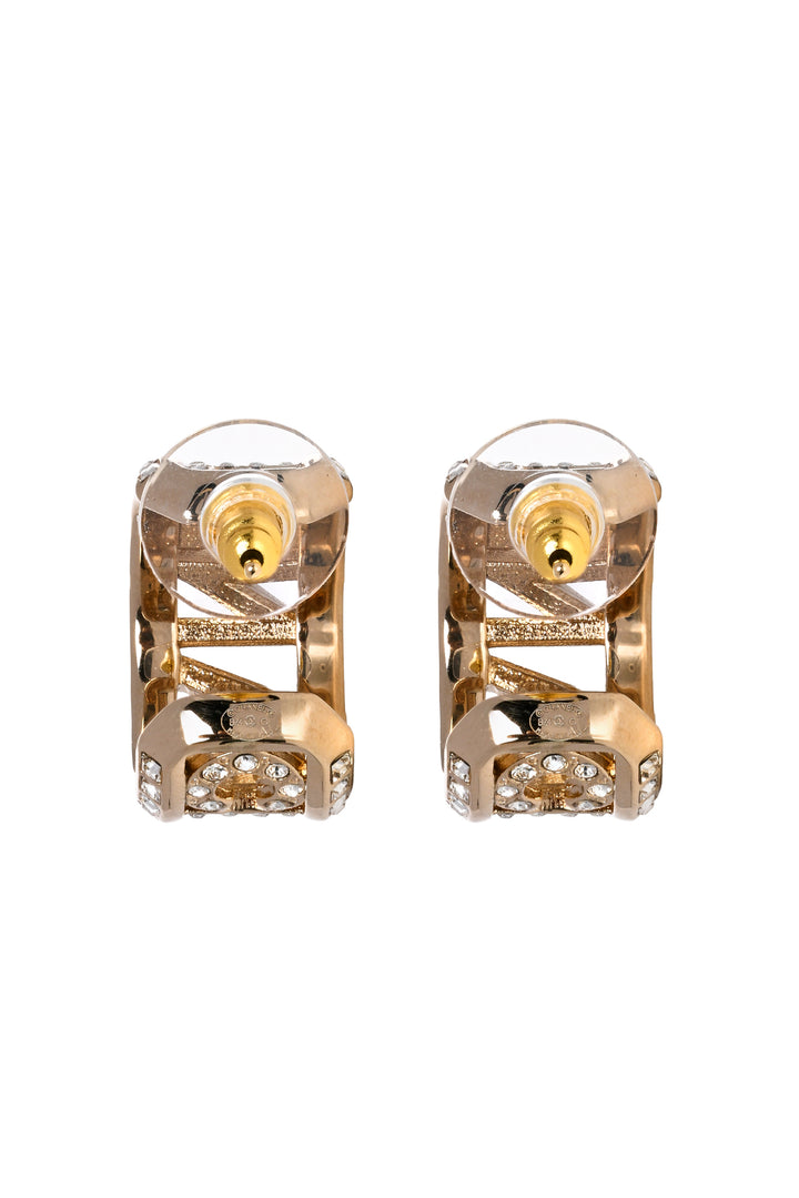 Chanel 2024 Crystal Logo Hoop Earrings