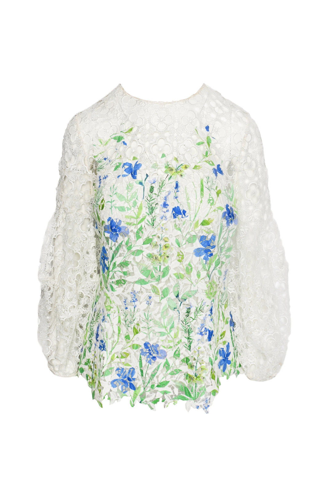 Oscar De La Renta Size 10 Floral Lace Sheer Tops