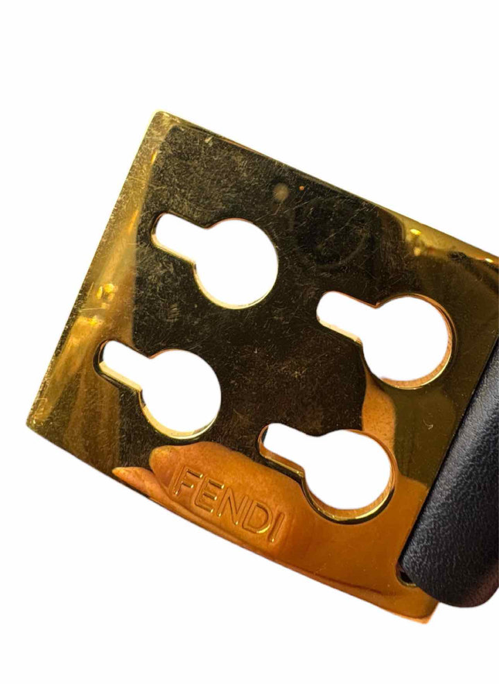 Fendi Size 28 Leather Metal Logo Belt