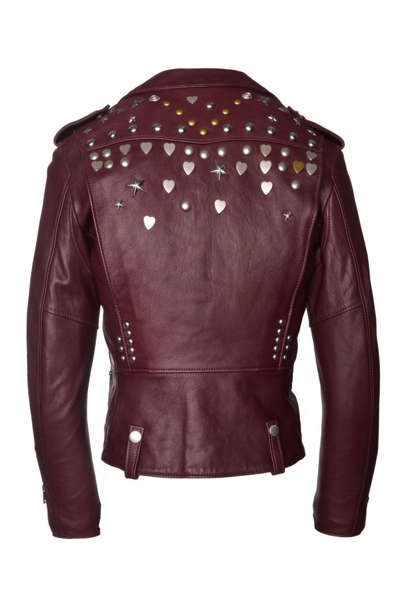 Coach Size 00 Leather Moto Jacket With Beatnik Rivets