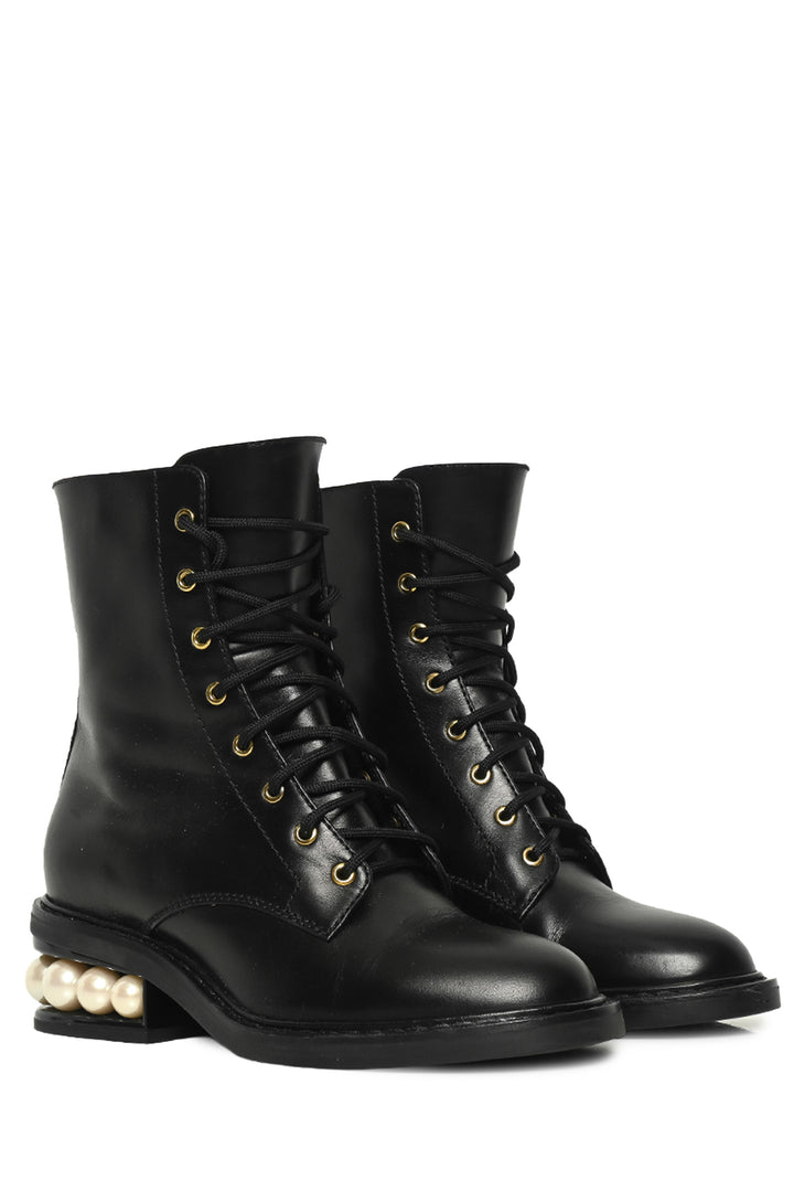 Nicholas Kirkwood Size 35 Casati Faux Pearl Combat Boots