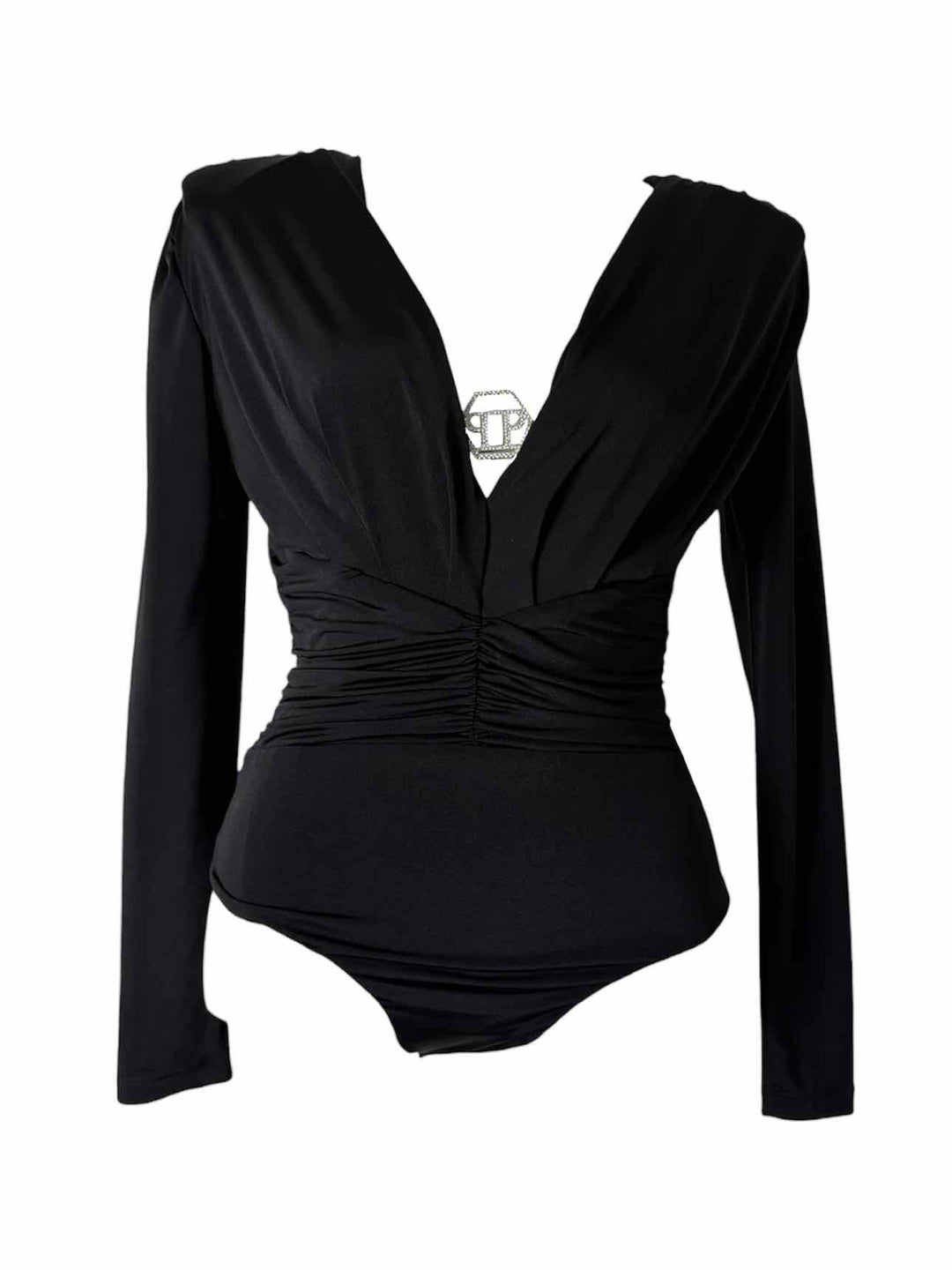 Philipp Plein Size S Gathered Poly Bodysuit
