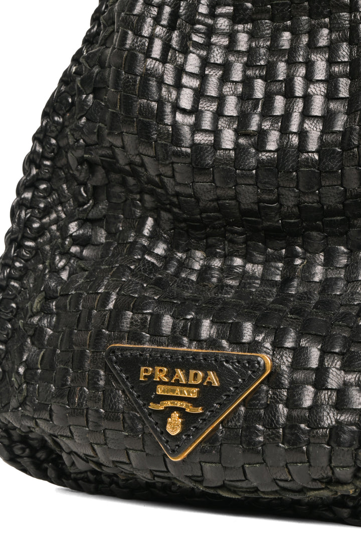 Prada Madras Woven Top Handle Bag