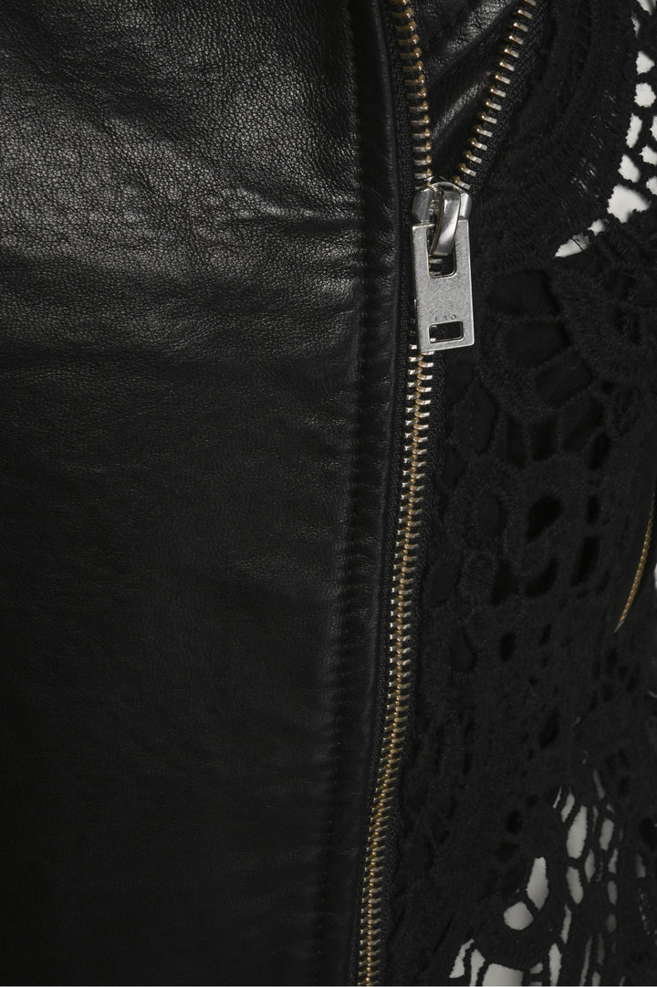 Iro Size 4 Leather & Crochet Moto Jacket