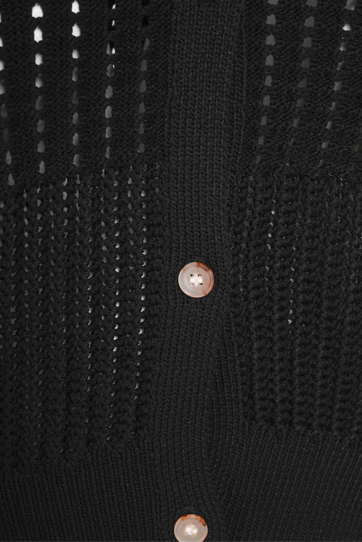 Frame Size S Shrunken Crochet Polo Cardigan
