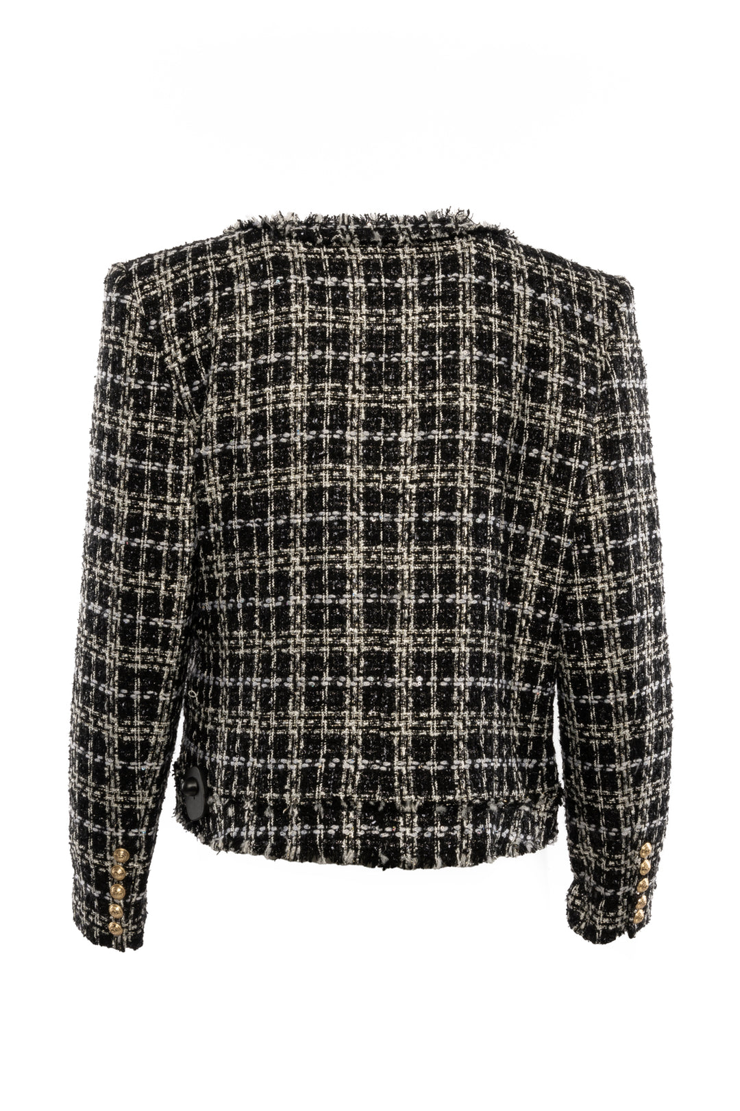 Balmain Size 46 Lurex Tweed Cropped Jacket