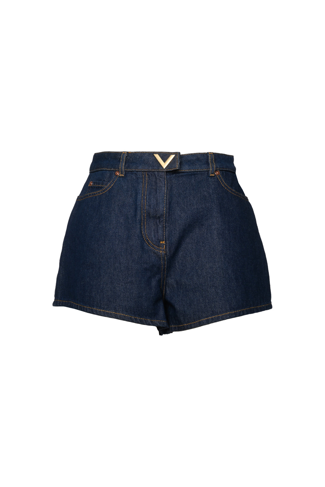 Valentino Size 26 V Buckle Denim Shorts