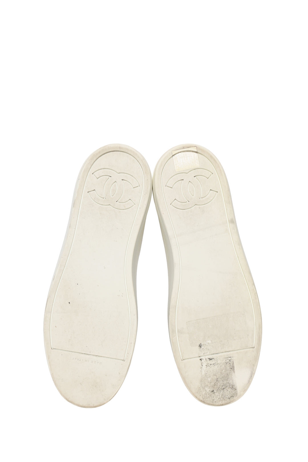 Chanel Size 37.5 CC Logo Velvet & Rubber Low Top Sneaker