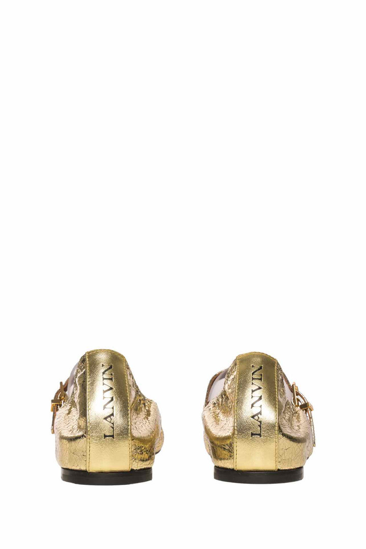 Lanvin Size 38 Gold Mary Jane Ballerina Flats
