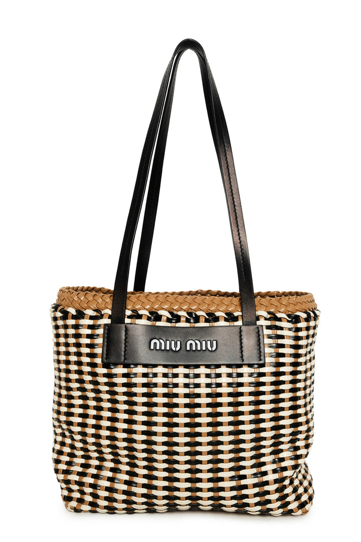 Miu Miu Large Woven Leather Tote