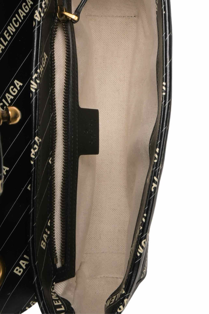 Gucci x Balenciaga Calfskin Matelasse Logo Print Small GG Marmont Shoulder Bag