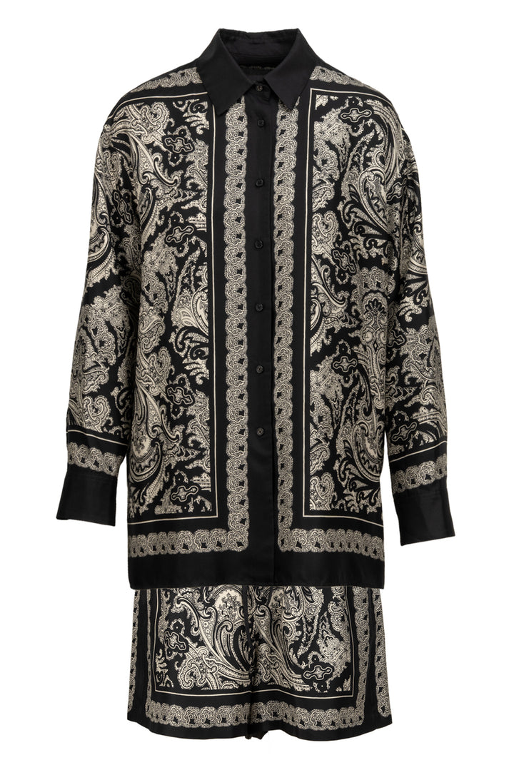 Nili Lotan Size M Paisley Silk Twill Shirt & Short Set