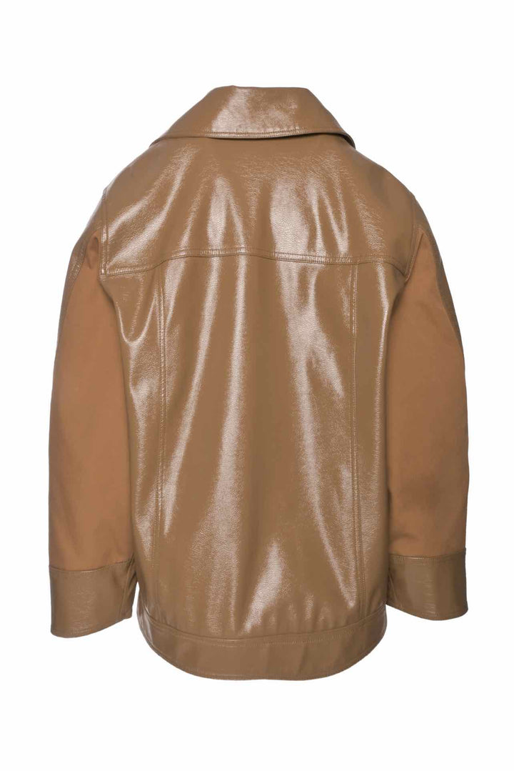 Ganni Size 34 Double Breasted Patent Faux Leather Jacket