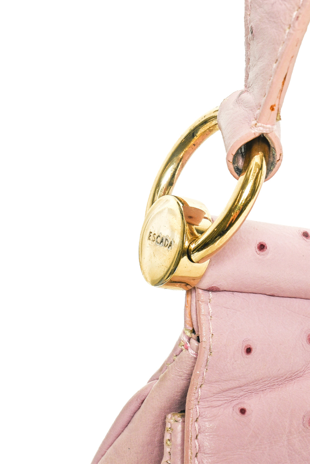 Escada Ostrich Leather Flap Shoulder Bag