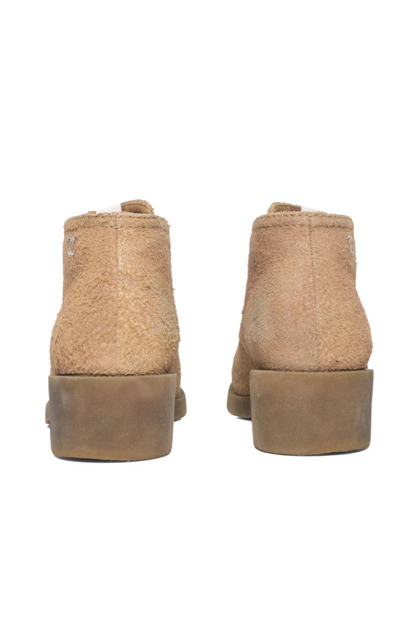 Chanel Size 38.5 Tumbled Suede Desert Ankle Boots