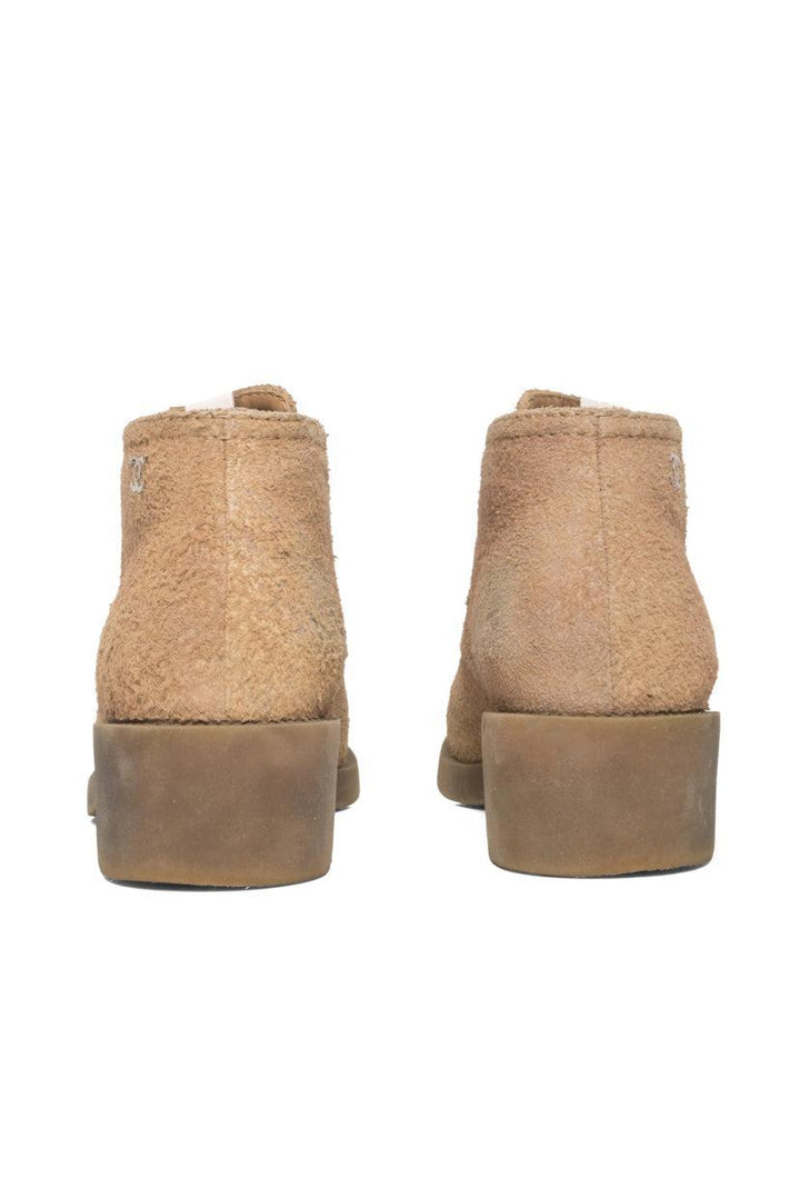 Chanel Size 38.5 Tumbled Suede Desert Ankle Boots