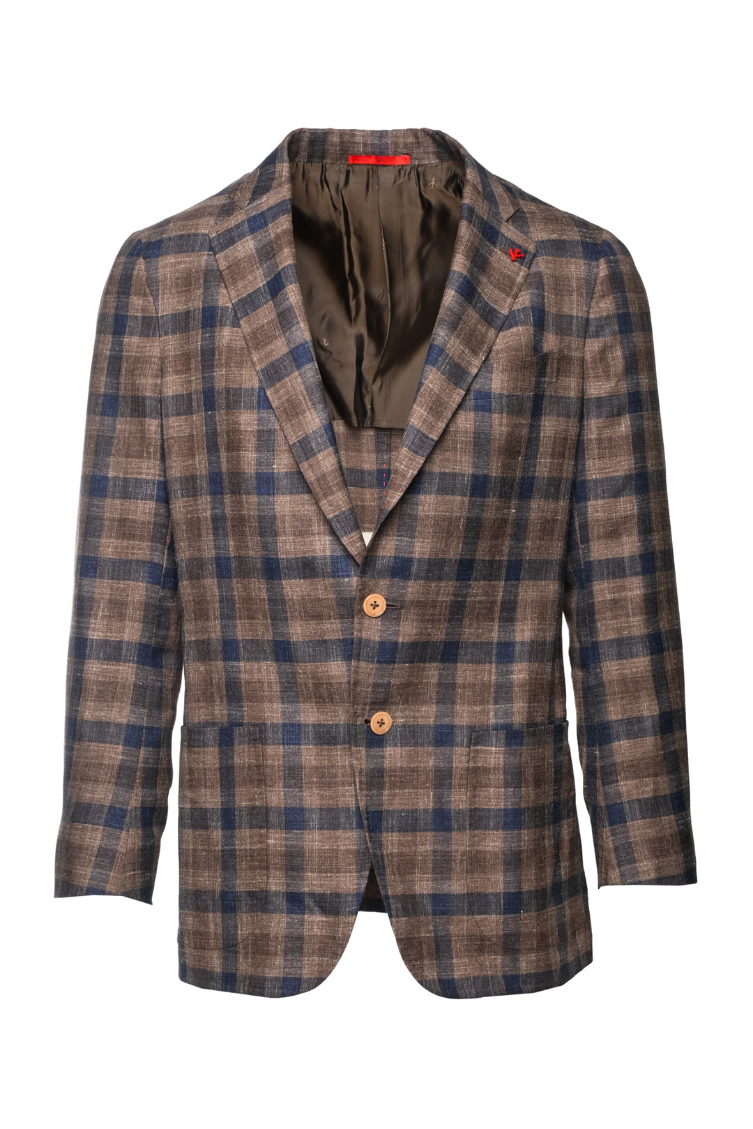 Isaia Size 40 Men's Check Print Wool, Silk & Linen Blend Dustin Blazer