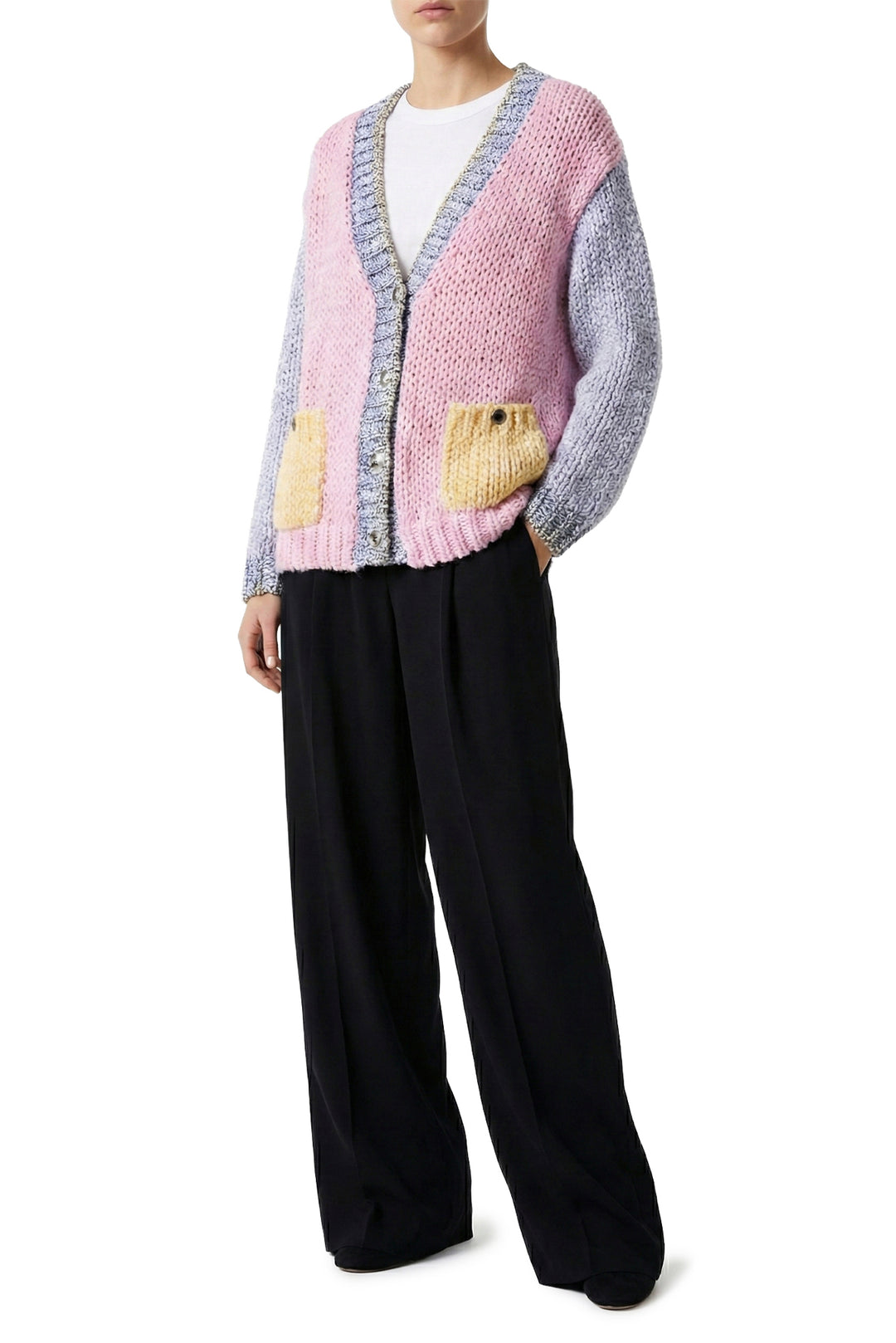Chanel Size 36 2023 Woven Cotton Patchwork Knit Cardigan