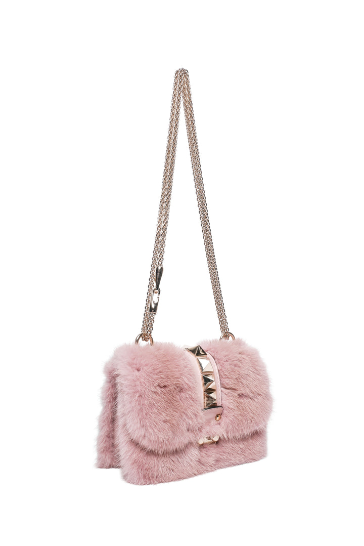Valentino Small Mink Glam Lock Shoulder Bag