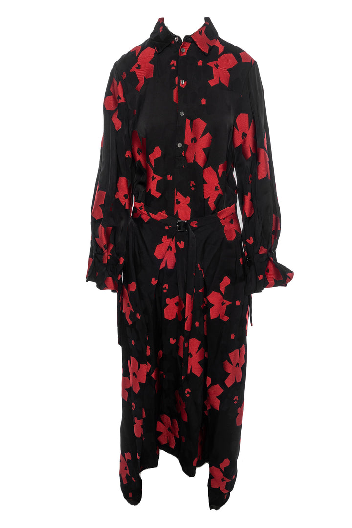 Roland Mouret Size 10 Floral Print Long Sleeve Dress