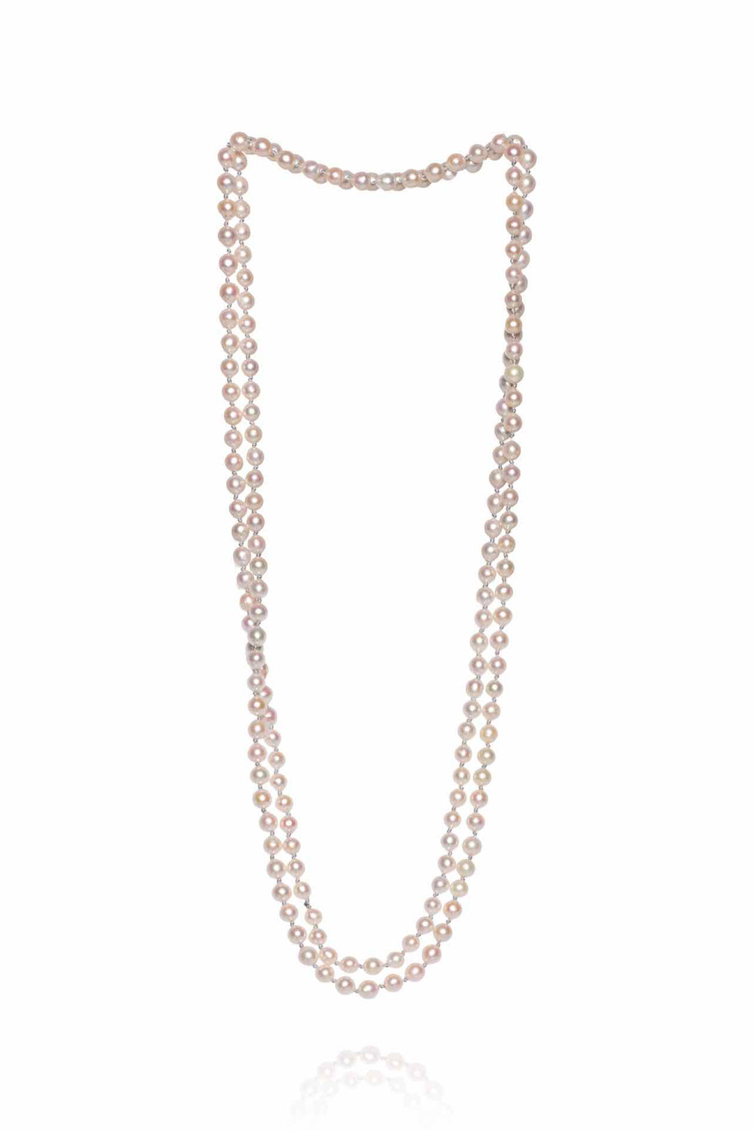 173 Semi Baroque Akoya Cultured Pearl Long Necklace