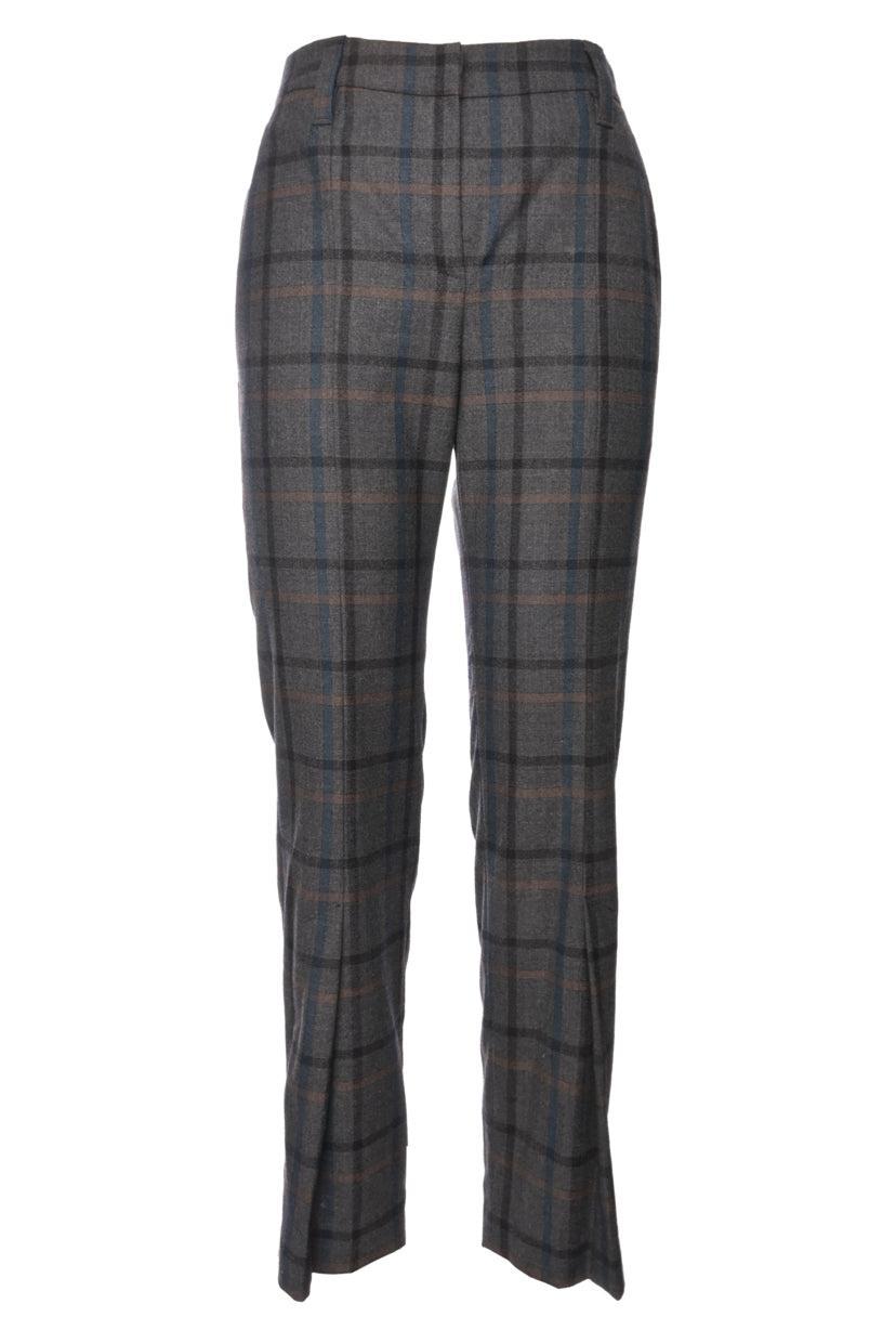 Brunello Cucinelli Size 4 Virgin Wool Plaid Trousers