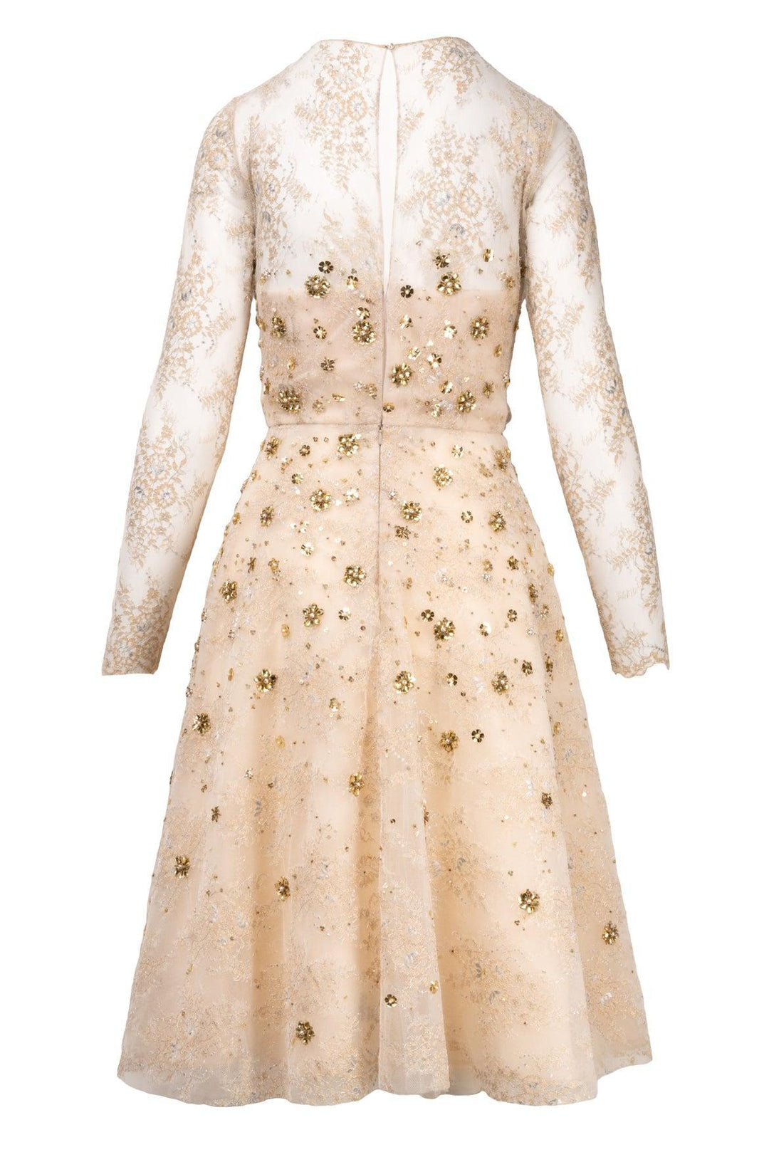 Oscar De La Renta Size 2 Tulle Beaded Midi Dress