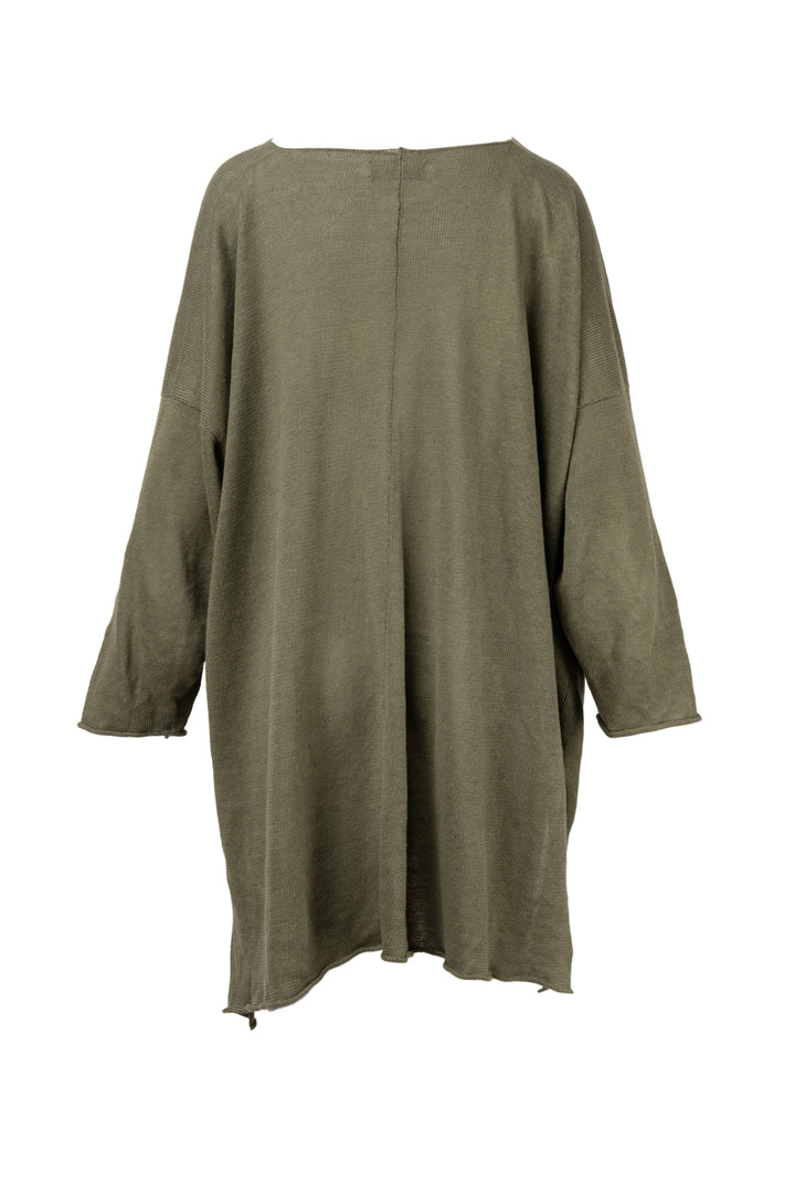 Eskandar Size OS Oversized Short Sleeve Linen Sweater