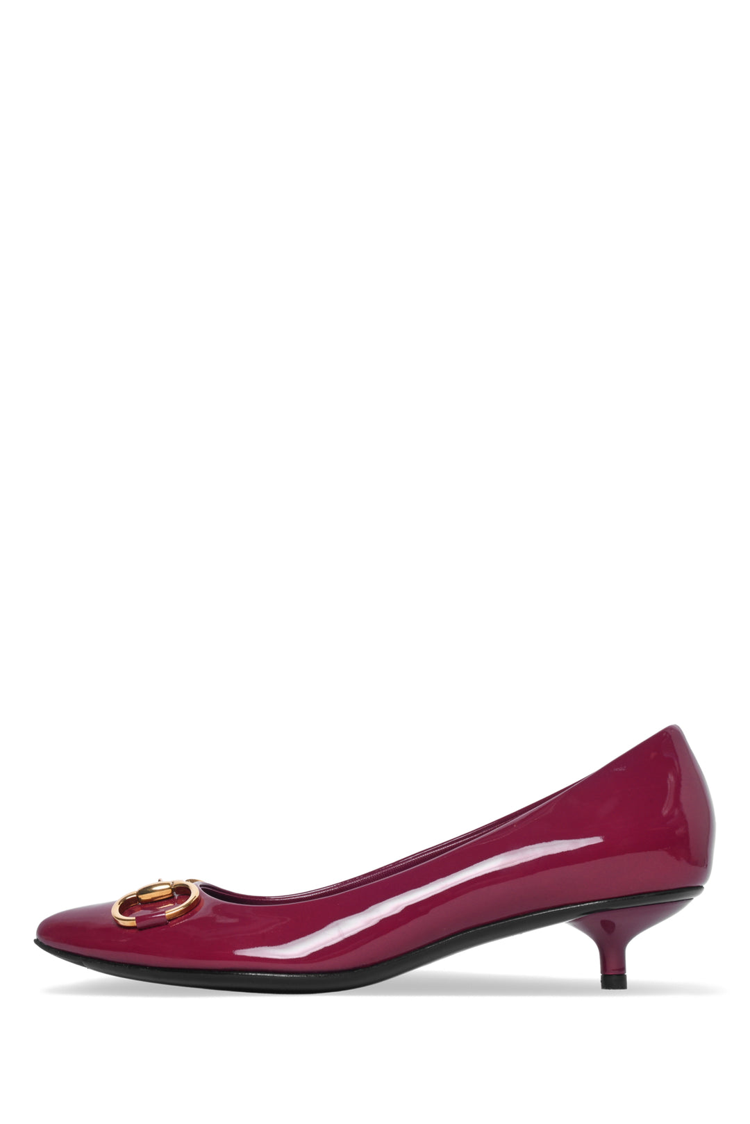 Gucci Size 37 Patent Horsebit Kitten Pumps