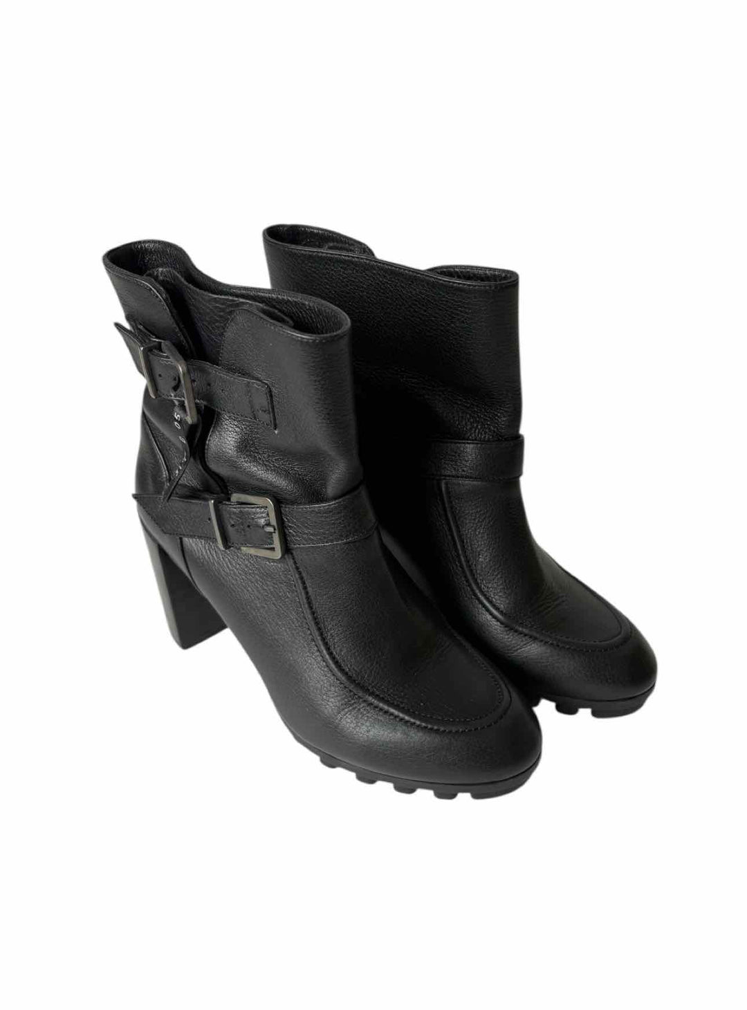 Robert Clergerie Size 37.5 Melody Noir Leather Ankle Boots