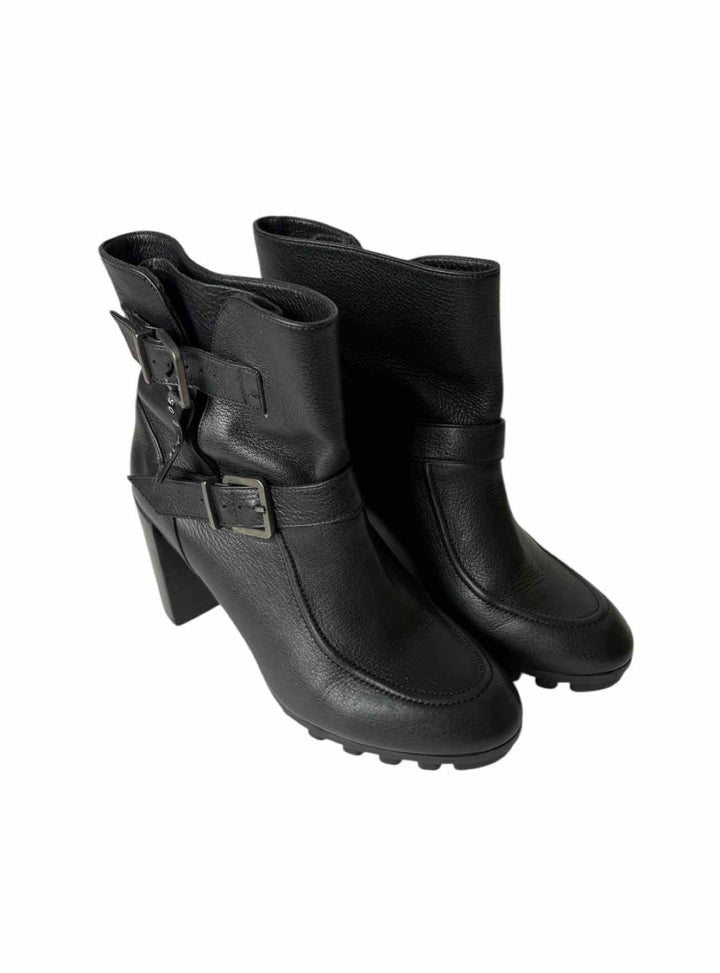 Robert Clergerie Size 37.5 Melody Noir Leather Ankle Boots
