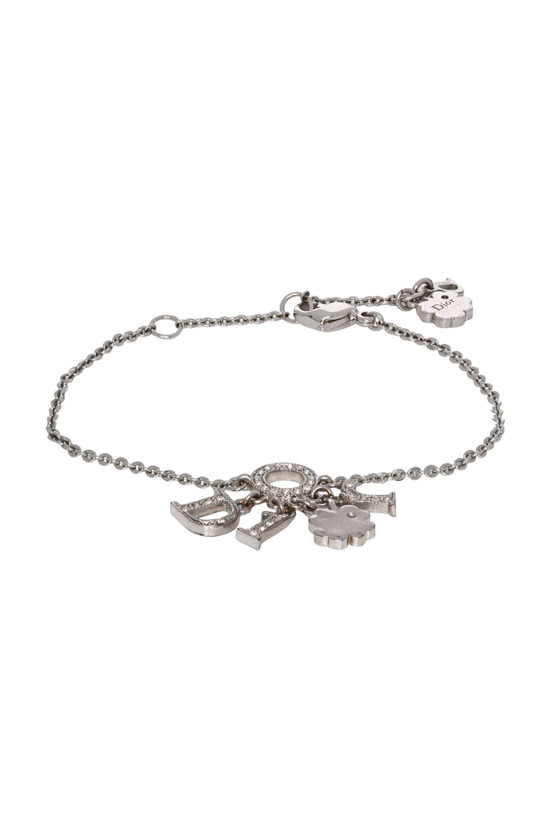Dior Crystal Clover Logo Charm Bracelet
