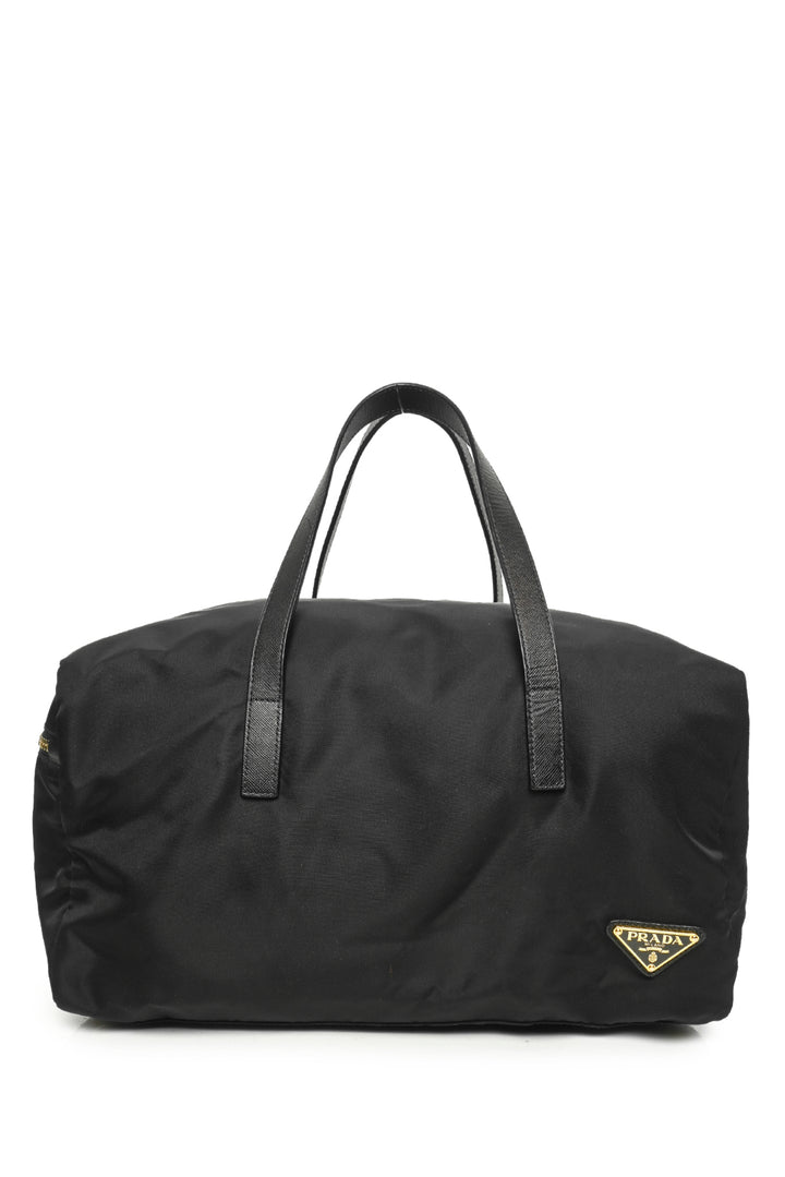 Prada Triangle Logo Nylon Boston Bag