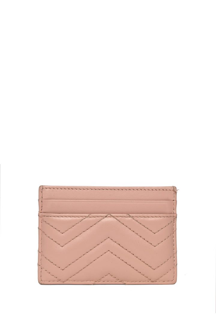 Gucci Chevron Quilted Leather GG Marmont Card Holder Wallet