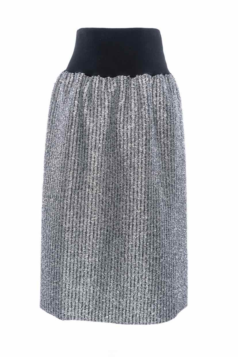 Moncler Genius Size L Metallic Knitted Midi Skirt