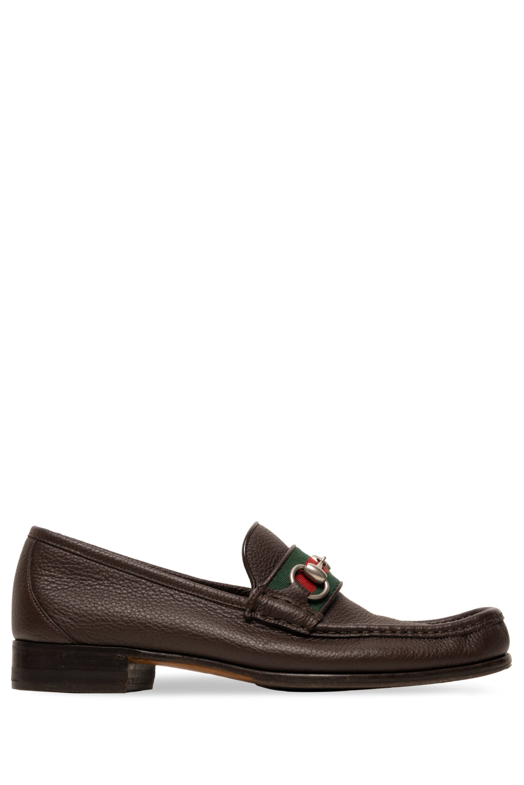 Mens Shoe Size 7.5 Gucci Men's Web Stripe Horsebit Leather Loafers